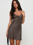 Linger Bias Cut Dress Brown Petite