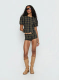 Afterglow Mini Short Navy Lemon Plaid