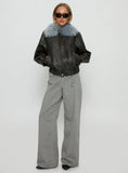 Brittanni Fluffy Collar Jacket Black Blue