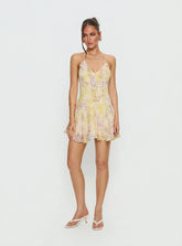 Hey Blondie Ruffle Halter Mini Dress Multi Floral