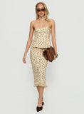 Sydni scarf detail strapless top Yellow Chocolate Polka Dot