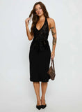 Eccentric Halter Top Black