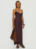 Glass Half Full Mesh Maxi Dress Plum Pink Polka Dot