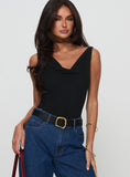 Axton Cowl Neck Bodysuit Black
