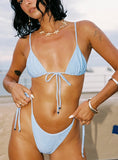 Dazzler Triangle Bikini Top Blue Glitter