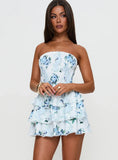 Sunkiss Frill Mini Dress White Blue