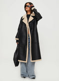 Day n Night Longline Shearling Coat Black