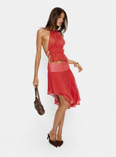 Legacy Midi Skirt Tomato Polka