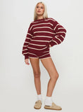Read Your Mind Knit Short Maroon Stripe