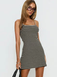 Rydar Scoop Mini Dress Grey Black Stripe