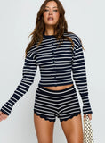 Dollhouse Knit Shorts Navy Stripe