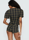 Afterglow Mini Short Navy Lemon Plaid