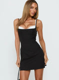 Italiana Layered Lace Mini Dress Black White