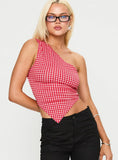 Sunday Sunrise Tie Back Top Red Check