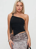 Tigre One Shoulder Top Black