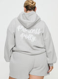 Princess Polly Hooded Sweatshirt Puff Text Grey Curve