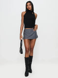 Cant Sleep Skort Charcoal Stripe