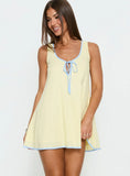 All My Loving Contrast Babydoll Mini Dress Lemon Blue
