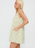 Antiquity Swing Mini Dress Yellow Blue Floral