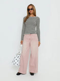 Lucky Dip Mid Rise Straight Leg Jeans Washed Pink