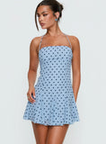 Delamere Mini Dress Blue Navy Polka