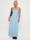 Mallorie Halter Maxi Dress Blue Black Polka