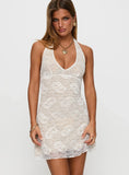 Sonella Lace Halter Mini Dress White Petite