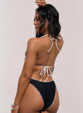 Jenner Triangle Bikini Top Black White