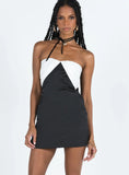 Irena Strapless Mini Dress Black White