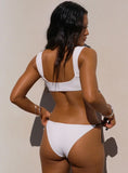 Freefall Tie Front Bikini Top White Black