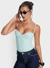 Alorah Textured Bodysuit Blue