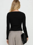 Tashana Long Sleeve Boat Neck Top Black