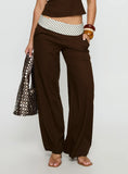 Past Life Fold Over Waistband Pant Brown Stripe