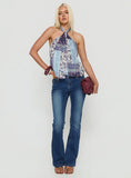 Ferne Tie Neck Top Blue Multi
