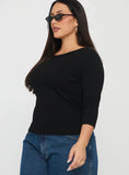 Elaia 3 4 Sleeve Top Black Curve