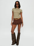 Deei Double Ruffle Mini Skort Chocolate