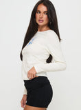Martini Bow Long Sleeve Top Cream