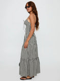 Avaleine Tiered Maxi Dress Black White Check