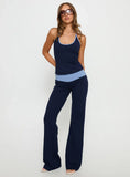Kobee Jersey Flare Pants Navy Light Blue