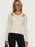 Ceyla Layered Long Sleeve Top White Stripe