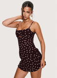 Powell Mini Dress Burgundy Pink Polka Dot