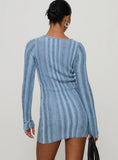 Postcodes Long Sleeve Mini Dress Blue