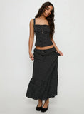 Modern Girl Maxi Skirt Black Polka Dot