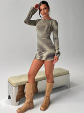 Bryanna Long Sleeve Mini Dress Yellow Navy