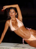 Rissa Scrunch Tie Side Bikini Bottoms Pink Stripe