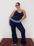 Kobee Jersey Flare Pants Navy Light Blue Curve