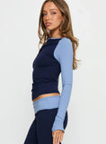 Kobee Jersey Long Sleeve Layering Top Navy Light Blue