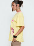 Wild Light Oversized Graphic Tee Yellow Pink