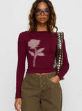 Amabon Top Burgundy Blurred Rose
