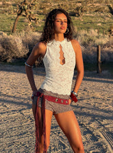 Quinbie Lace Sleeveless Top Cream
